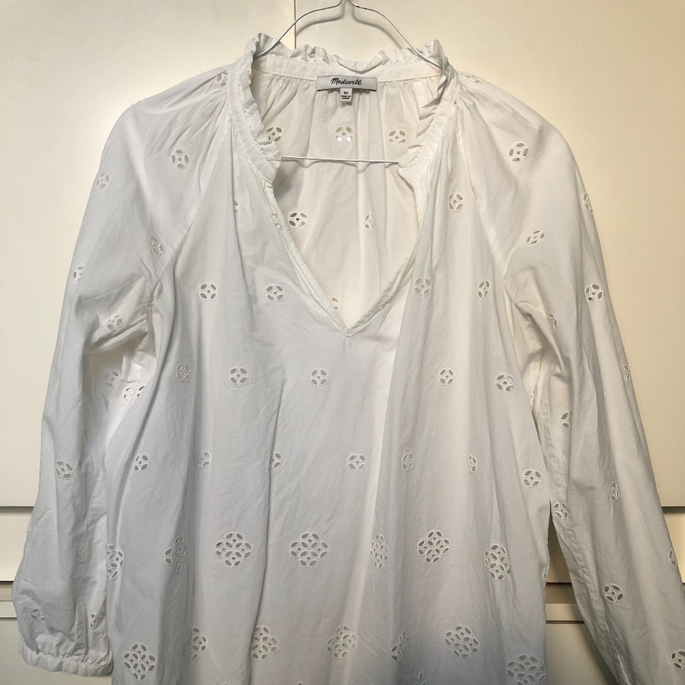 Madewell Eyelet Popover Blouse XS